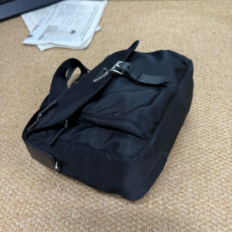 普拉達/Prada黑銀尼龍郵差斜挎 🈚附件-5
