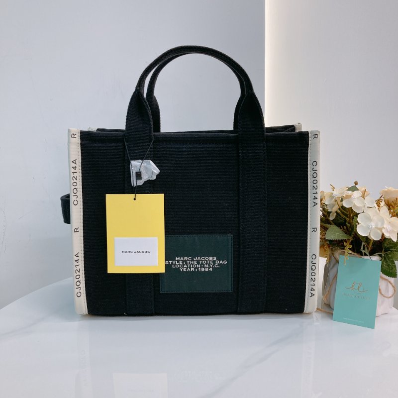MS0671 Marc Jacobs 馬克 雅各布斯 三用 托特包 中號 帆布 黑色 銀扣 The Tote Bag Medium 30cm Canvas Black x PHW-1