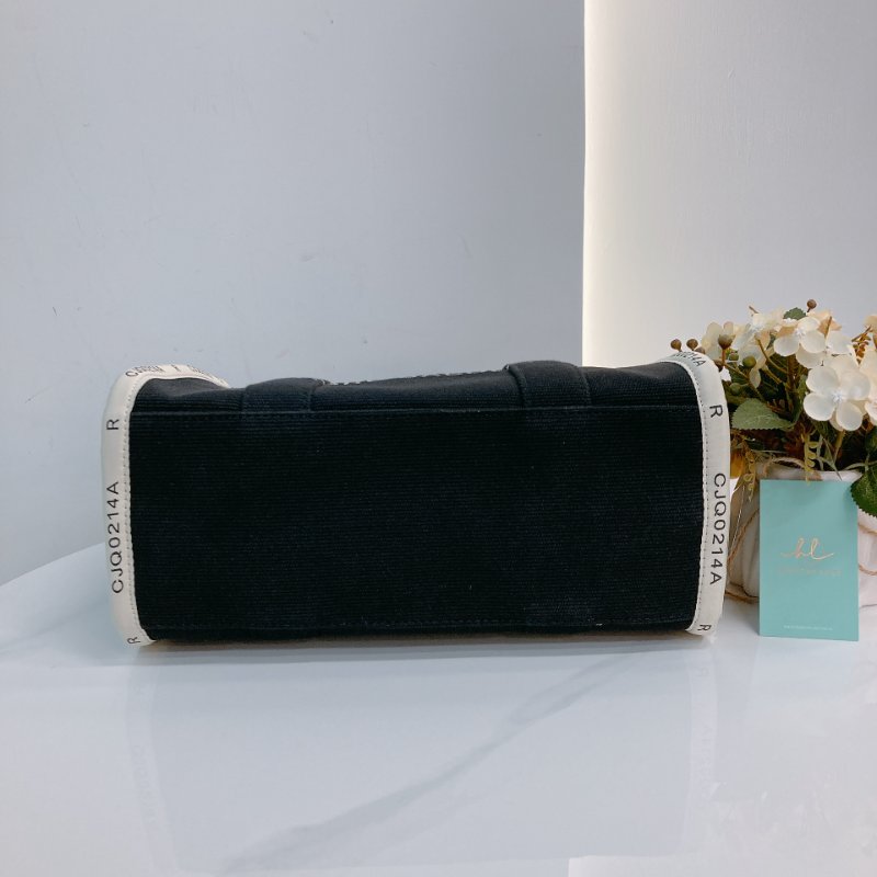 MS0671 Marc Jacobs 馬克 雅各布斯 三用 托特包 中號 帆布 黑色 銀扣 The Tote Bag Medium 30cm Canvas Black x PHW-4