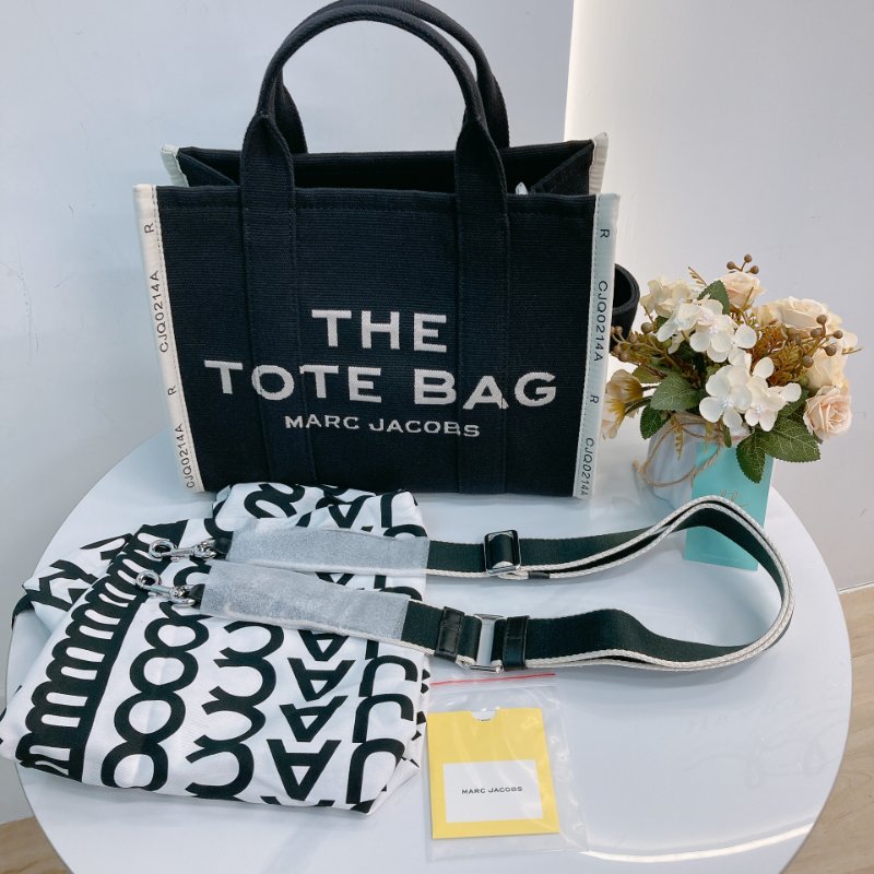 MS0671 Marc Jacobs 馬克 雅各布斯 三用 托特包 中號 帆布 黑色 銀扣 The Tote Bag Medium 30cm Canvas Black x PHW-22