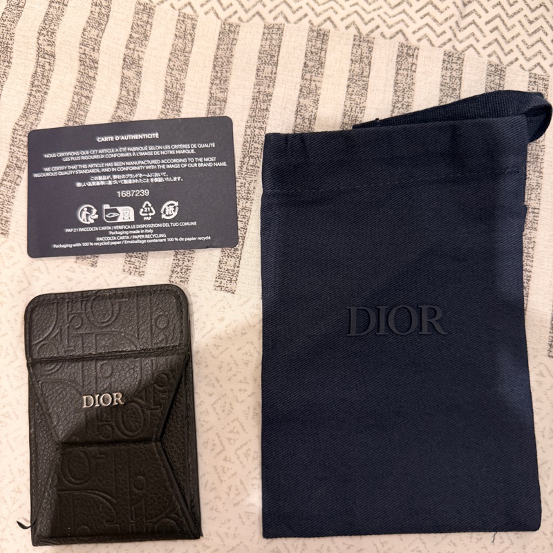 Dior皮革壓紋手機支架磁吸卡包-0
