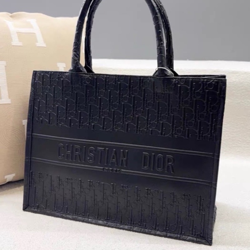 DIOR低調奢華專櫃13W+ 迪奧黑色全皮浮雕立體壓紋托特-13