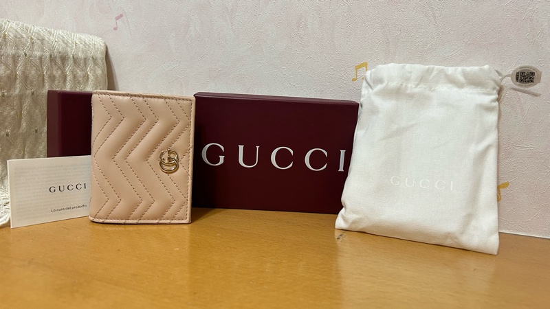 GUCCI 古馳 GG Marmont 經典金屬雙G 卡夾 皮夾 短夾 零錢包 杏粉色 裸粉-0