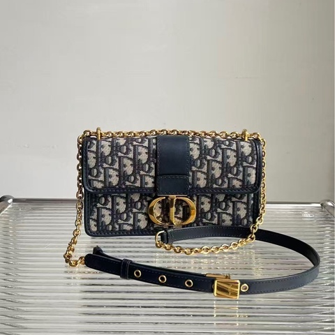Dior/迪奧 Montaigne蒙田30小號 老花織物➕金色CD扣 鏈條肩帶， 尺寸：21.5*6*12cm