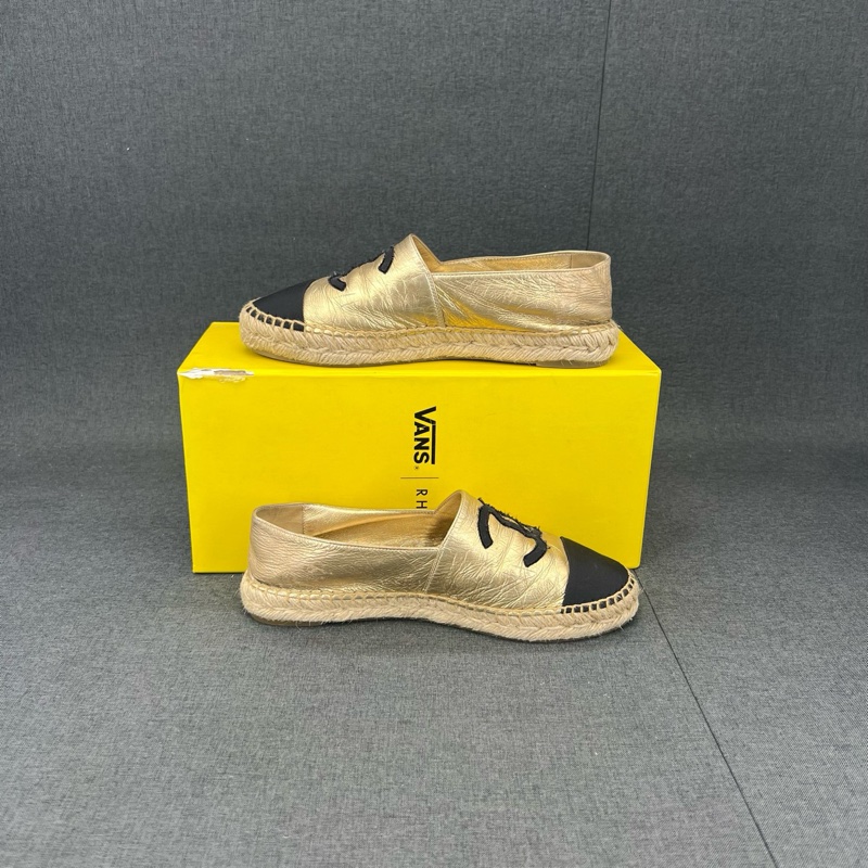 Chanel香奈兒經典雙C 漁夫鞋 黑金 38碼-6