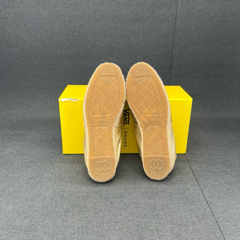 Chanel香奈兒經典雙C 漁夫鞋 黑金 38碼-8