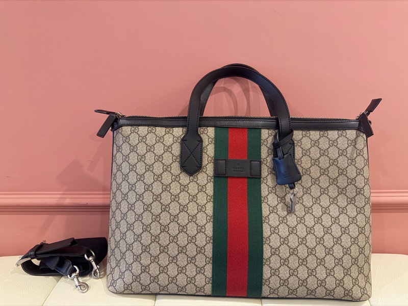 古馳Gucci Ophidia GG Supreme 經典紅綠織帶 中性電腦公事包/托特包-0