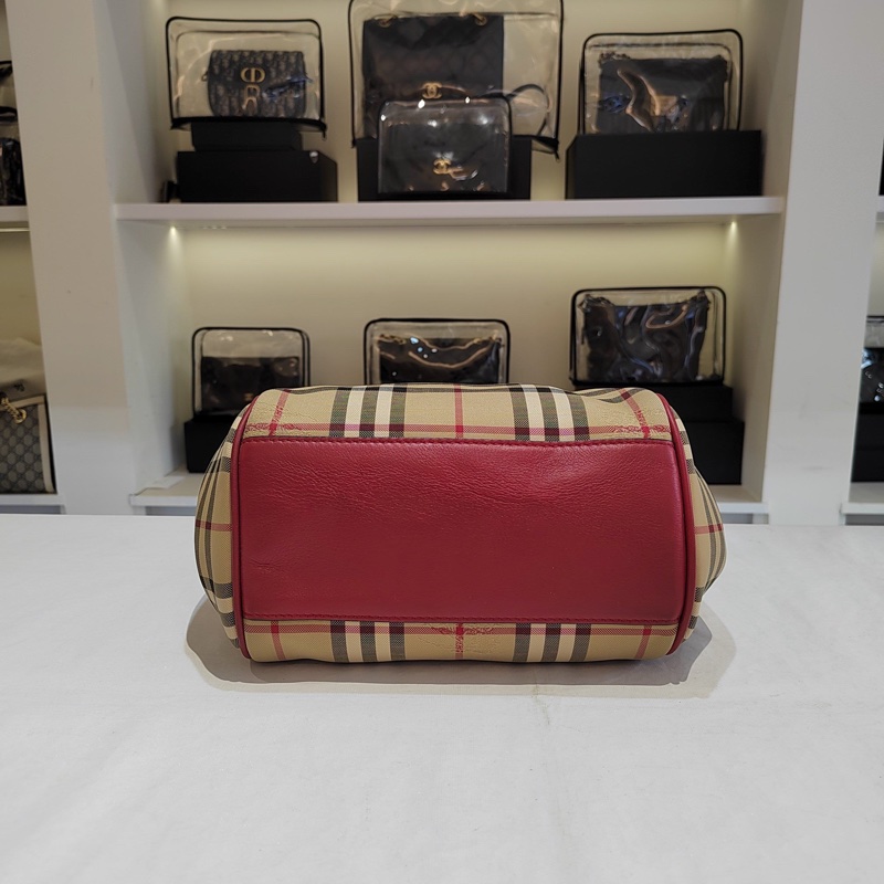 閒置新Burberry巴寶莉經典戰馬格紋菜籃子小號購物袋-2