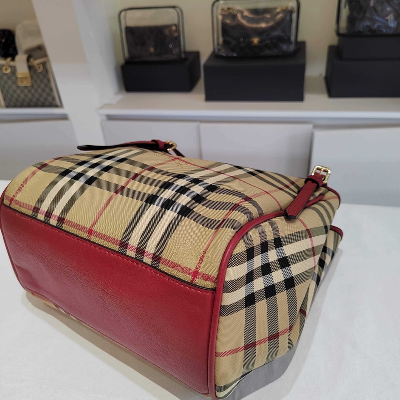 閒置新Burberry巴寶莉經典戰馬格紋菜籃子小號購物袋-3