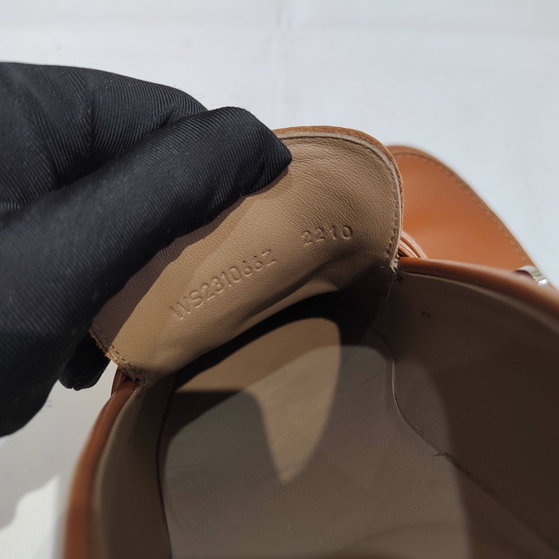 HERMES爱马仕 Destin 小牛皮 圆头套脚 乐福鞋 女款 棕色 -4