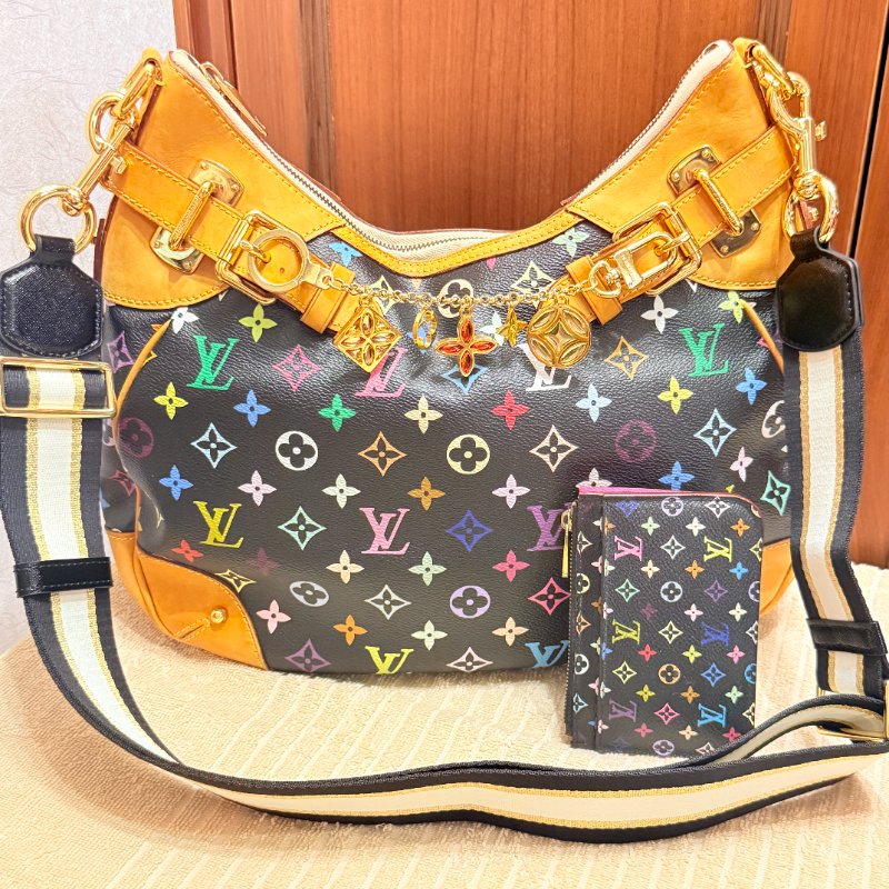Louis Vuitton LV村上隆 黑彩 肩背包 南瓜包 斜跨包/母親節活動 送一條MJ寬版可調式背帶 可斜跨-5
