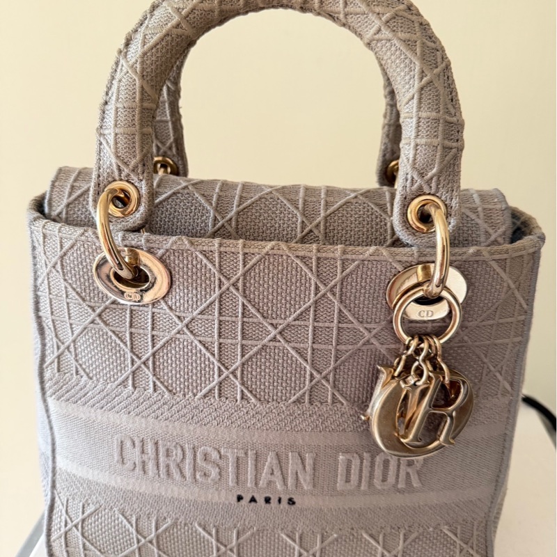 Lady Dior 灰色帆布黛妃包-8