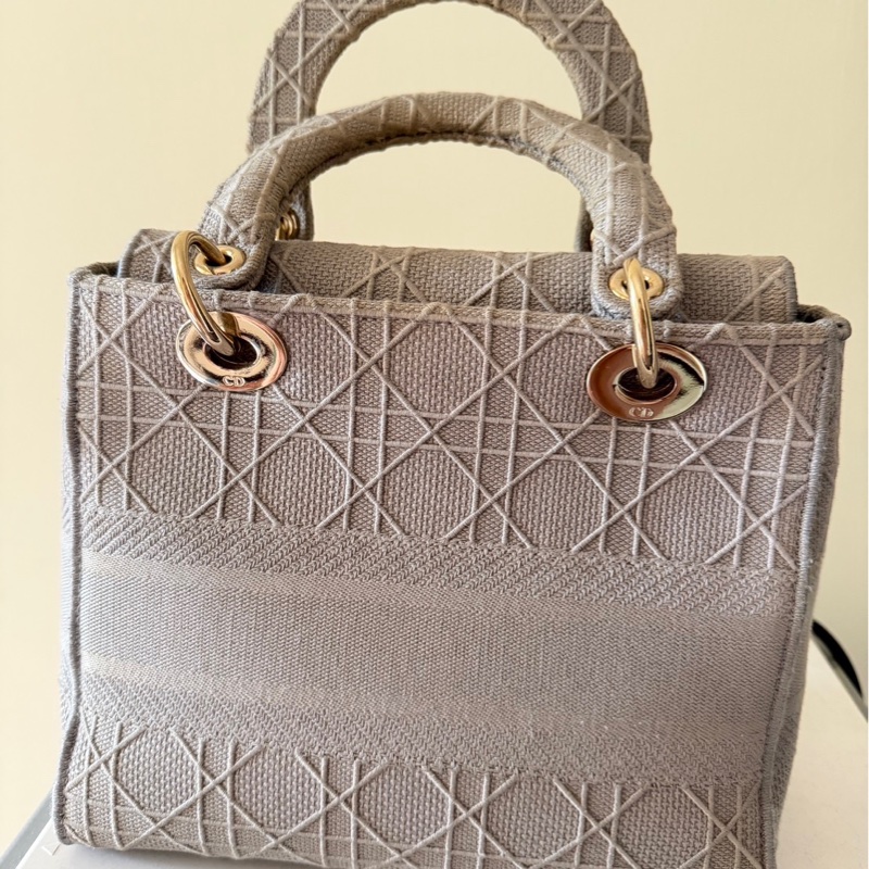 Lady Dior 灰色帆布黛妃包-9