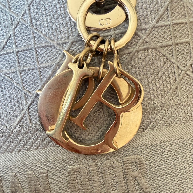 Lady Dior 灰色帆布黛妃包-14
