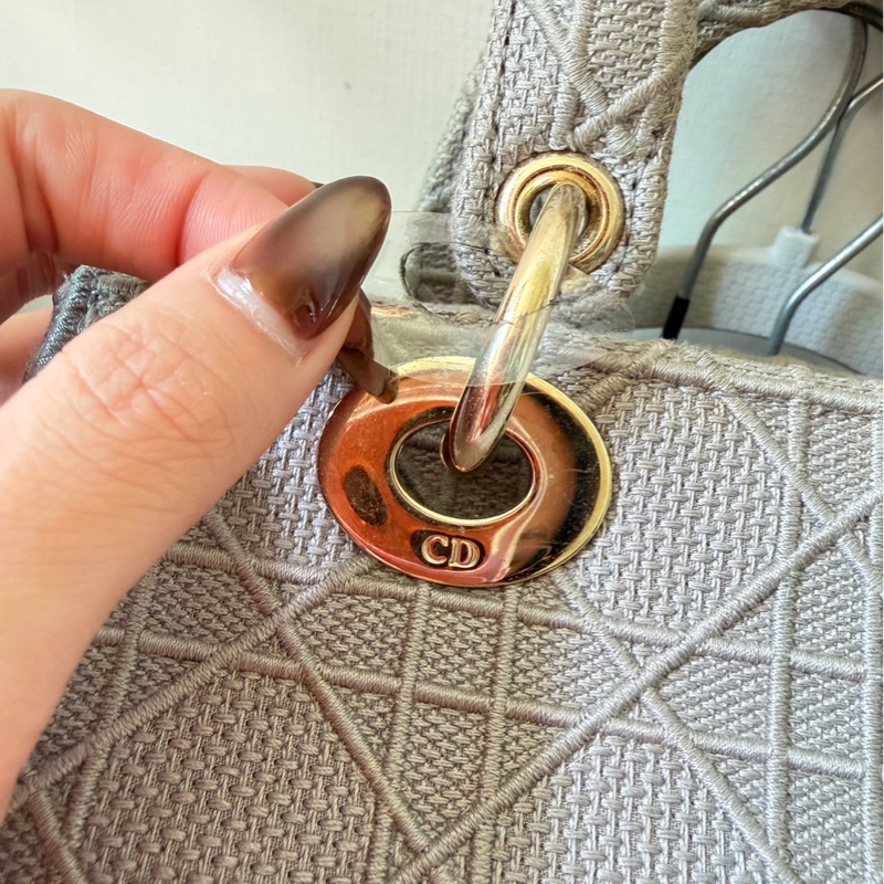 Lady Dior 灰色帆布黛妃包-15