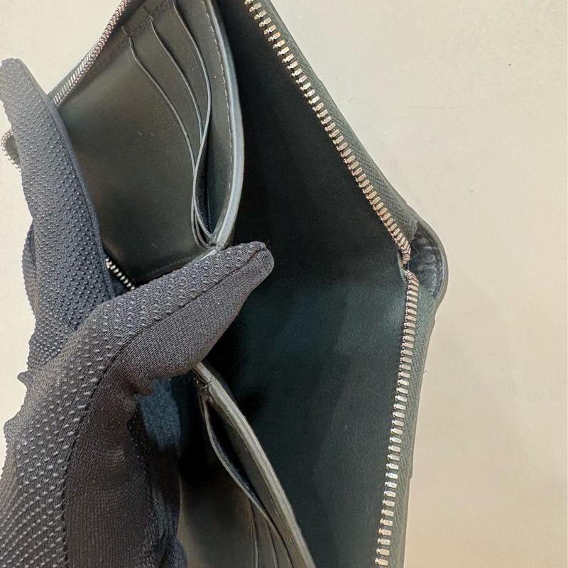 Bottega Veneta 大格紋皮革拉鍊短夾-7