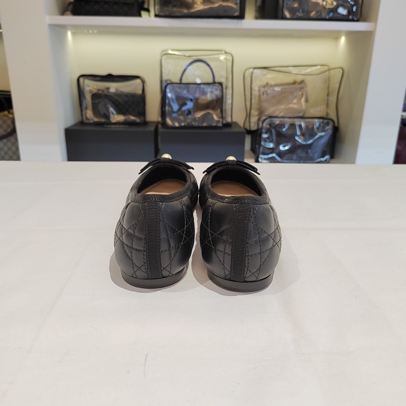 閒置新Dior迪奧芭蕾舞鞋新款珍珠蝴蝶結平底鞋，已貼底-1