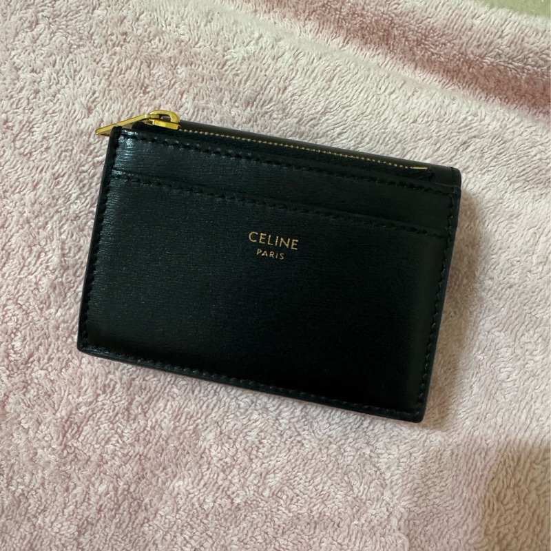 自售Celine 小牛皮黑色短夾二合一（可分離）-1