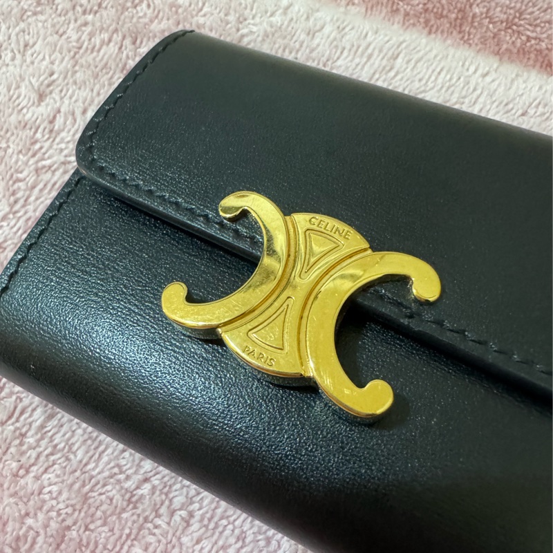 自售Celine 小牛皮黑色短夾二合一（可分離）-2