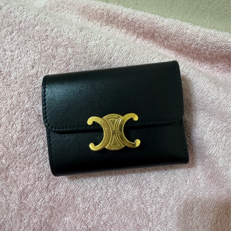自售Celine 小牛皮黑色短夾二合一（可分離）-7