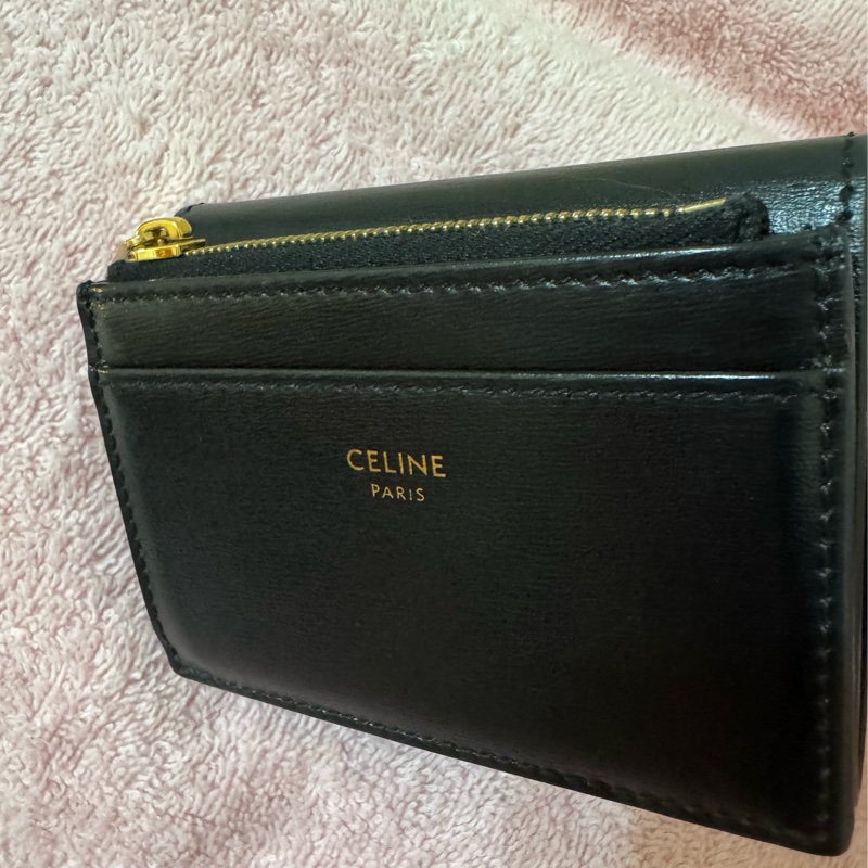自售Celine 小牛皮黑色短夾二合一（可分離）-10