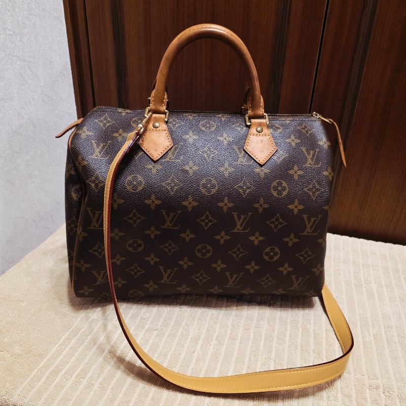 Louis Vuitton LV原花 Speedy30 明星人手一顆 /母親節活動 贈精美可調式斜背帶-1