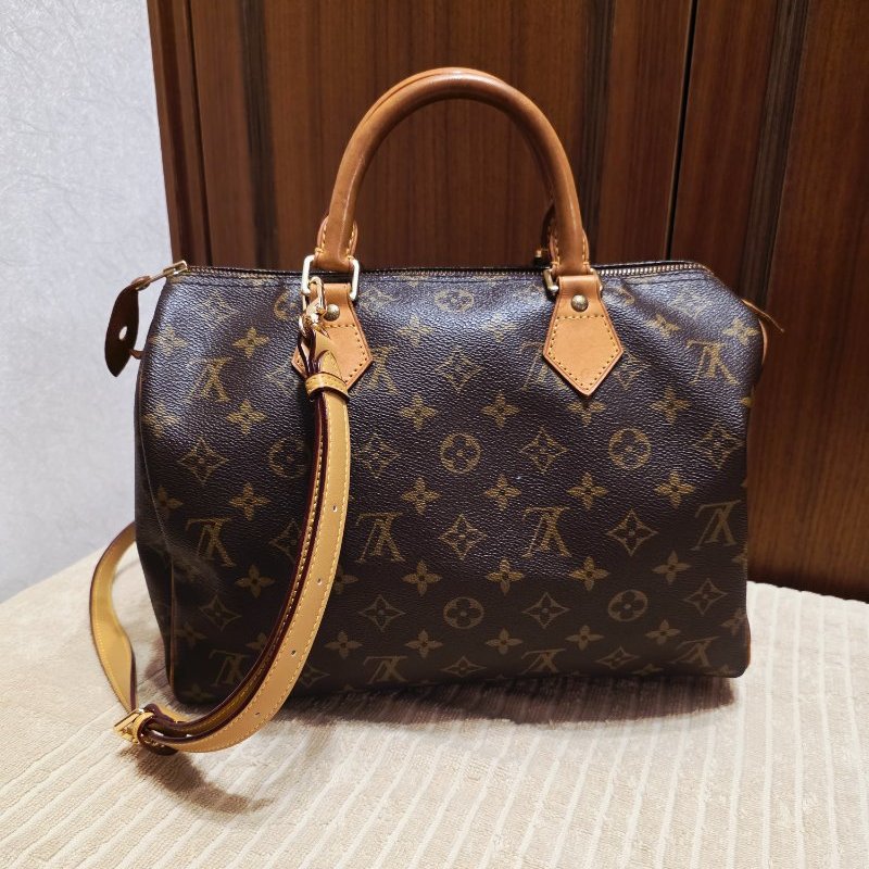Louis Vuitton LV原花 Speedy30 明星人手一顆 /母親節活動 贈精美可調式斜背帶-2