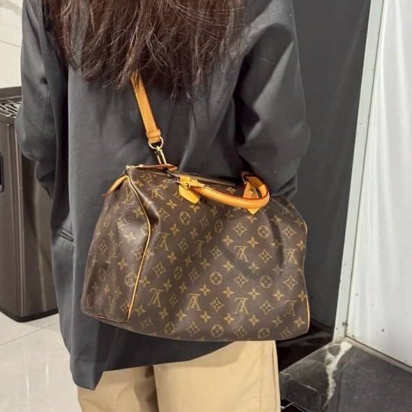 Louis Vuitton LV原花 Speedy30 明星人手一顆 /母親節活動 贈精美可調式斜背帶-6