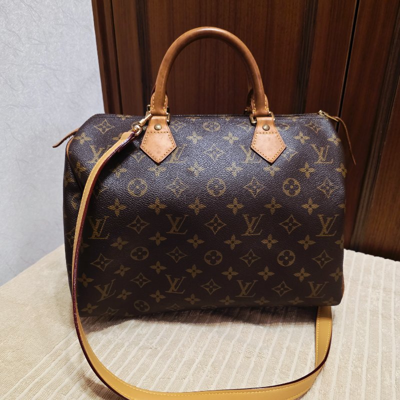 Louis Vuitton LV原花 Speedy30 明星人手一顆 /母親節活動 贈精美可調式斜背帶-8