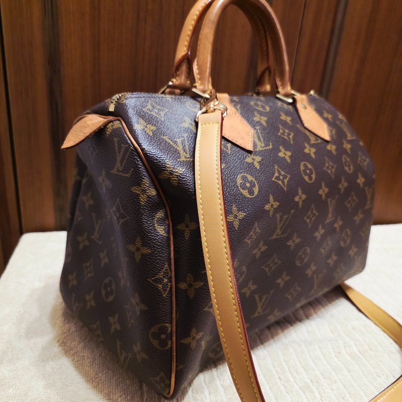 Louis Vuitton LV原花 Speedy30 明星人手一顆 /母親節活動 贈精美可調式斜背帶-11