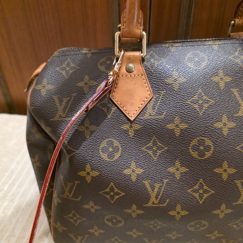 Louis Vuitton LV原花 Speedy30 明星人手一顆 /母親節活動 贈精美可調式斜背帶-54
