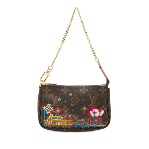 路易威登 Monogram Mini Pochette Accessoires Vivienne 鏈條包手拿包假日款 M69752 棕色皮革 女士 LOUIS VUITTON