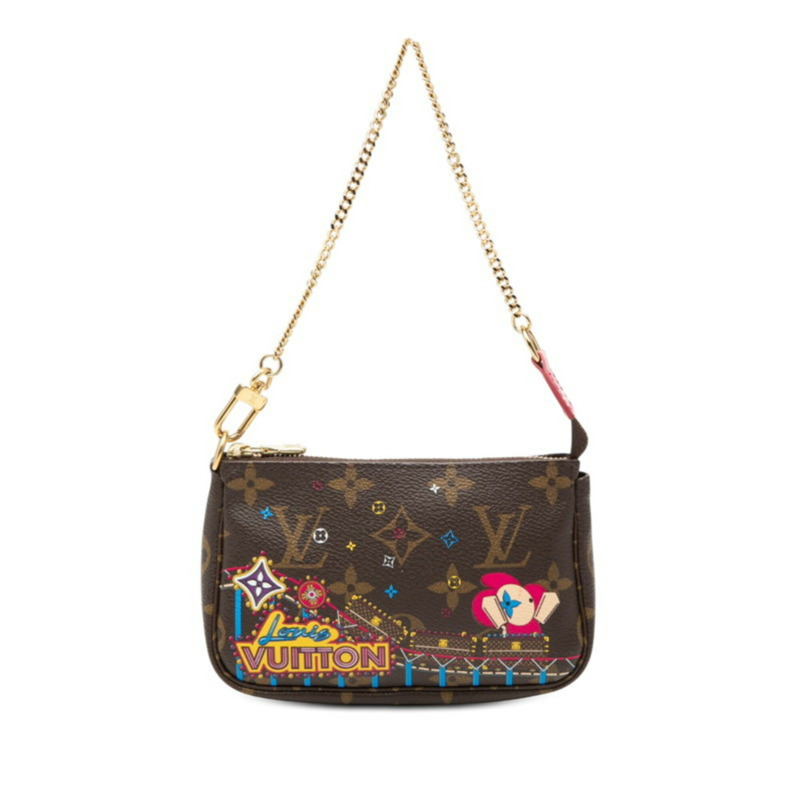 路易威登 Monogram Mini Pochette Accessoires Vivienne 鏈條包手拿包假日款 M69752 棕色皮革 女士 LOUIS VUITTON-0
