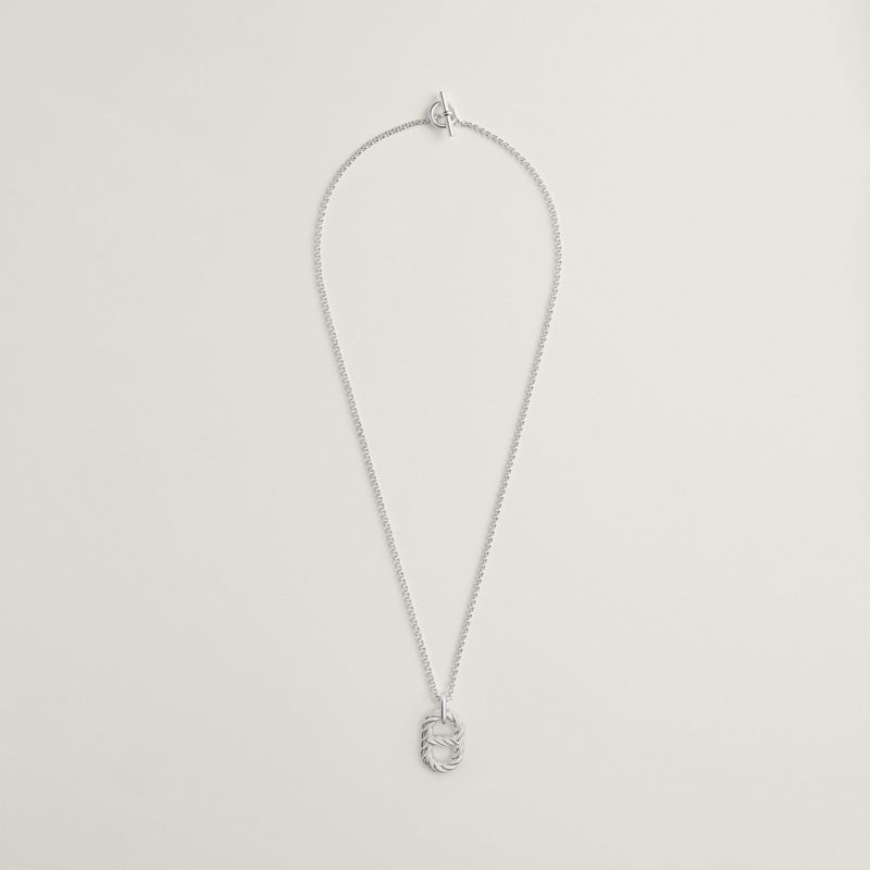 Hermes 2026 新款 925純銀 豬鼻 銀鏈 項鏈-0