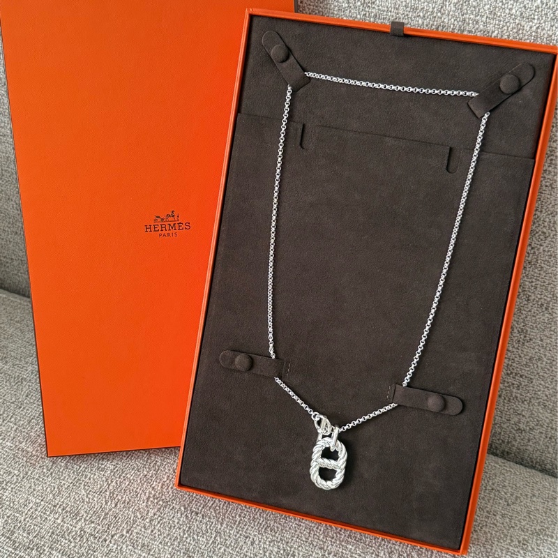 Hermes 2026 新款 925純銀 豬鼻 銀鏈 項鏈-4