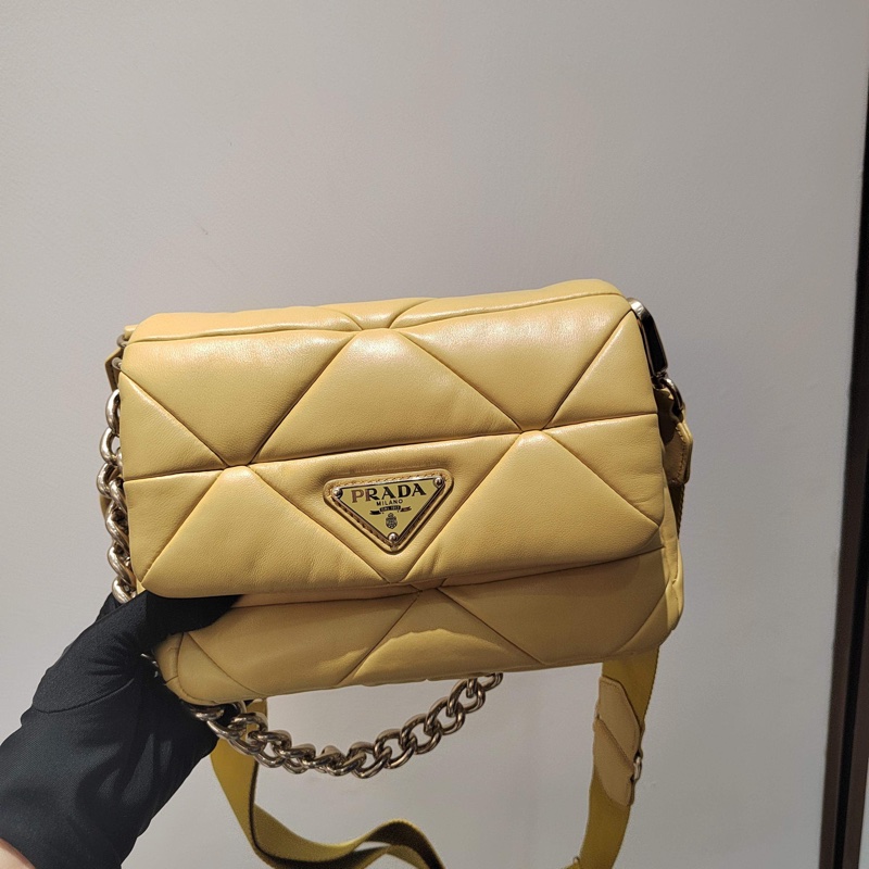 Prada/普拉達 system黃色羊皮菱格最新款三合一-5