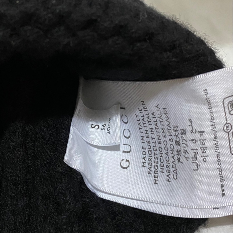 GUCCI 黑 GG LOGO 毛帽-4