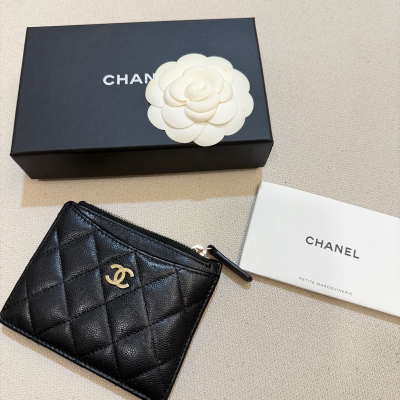 CHANEL 香奈兒 拉鍊卡夾 零錢包 卡夾 卡包 短夾-0