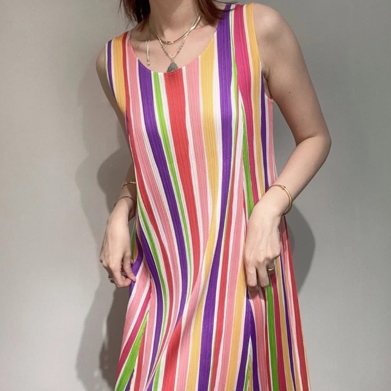 ▪️富貴選物FUGUEI▪️PP 三宅一生 夏季首選棒棒糖配色無袖洋裝-0