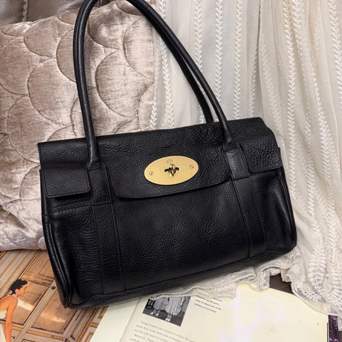 瑪柏莉 貝斯沃特   黑色皮革 托特包 手提包 腋下包側背包 皮革 中古 英倫風  mulberry bayswater black shoulder bag