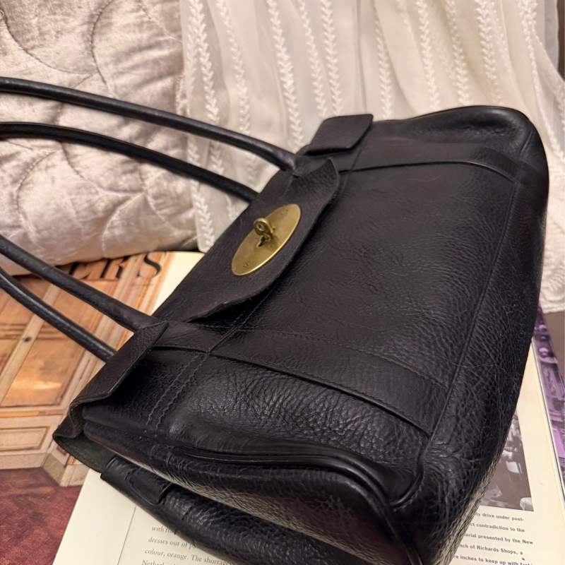 瑪柏莉 貝斯沃特   黑色皮革 托特包 手提包 腋下包側背包 皮革 中古 英倫風  mulberry bayswater black shoulder bag-9