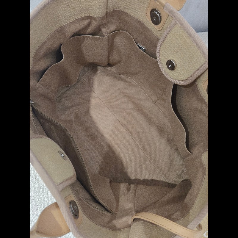 Chanel 香奈兒 芯片款 燕麥奶茶色 帆布沙灘包 托特包 可肩背 手提-34