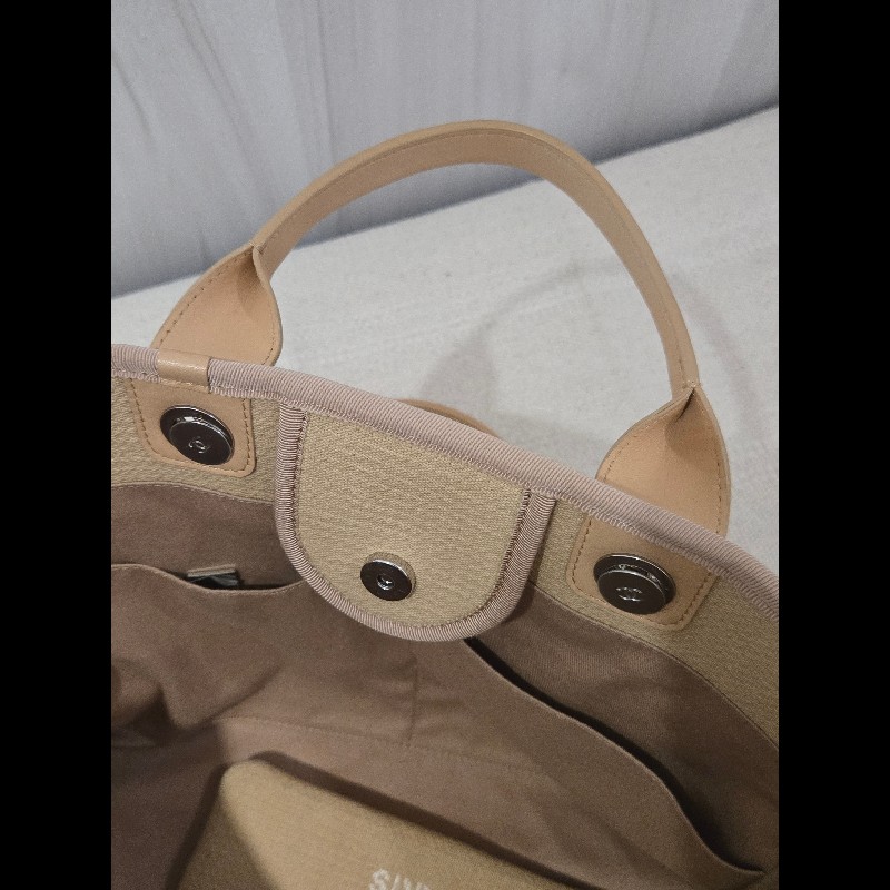 Chanel 香奈兒 芯片款 燕麥奶茶色 帆布沙灘包 托特包 可肩背 手提-35