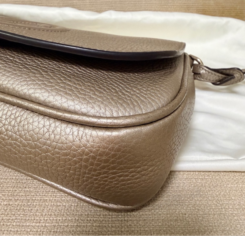 Gucci 專櫃正品 淡金色 SOHO 流蘇 鏈條包 經典款 斜背包-2