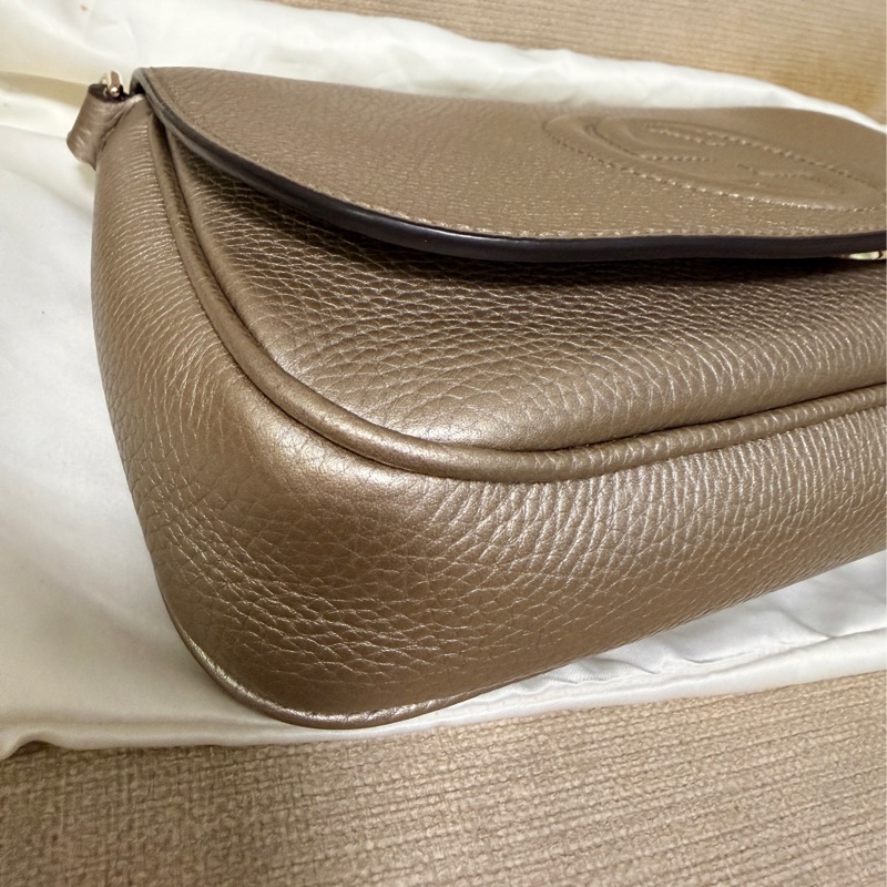 Gucci 專櫃正品 淡金色 SOHO 流蘇 鏈條包 經典款 斜背包-10