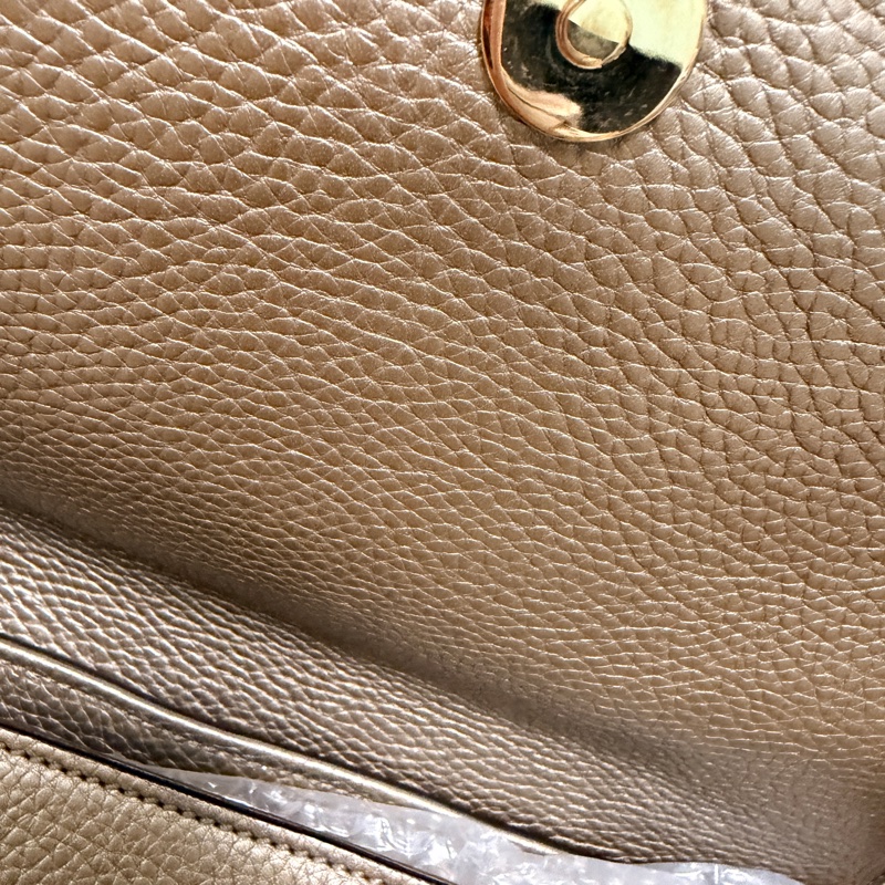 Gucci 專櫃正品 淡金色 SOHO 流蘇 鏈條包 經典款 斜背包-17