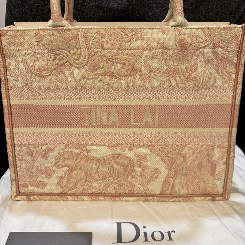 正品 Christian Dior M1296ZTDT 粉白Dior Book Tote 中型托特包-1