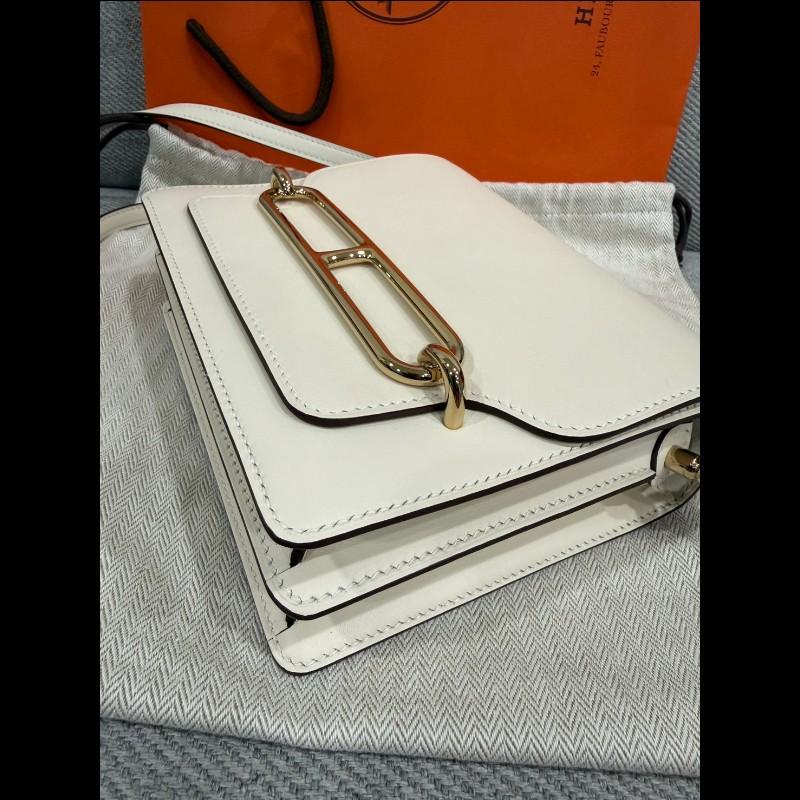 Hermes roulis mini豬鼻子奶油白金扣-7