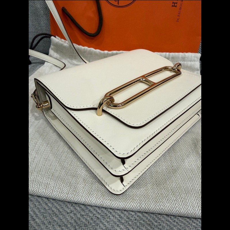 Hermes roulis mini豬鼻子奶油白金扣-8