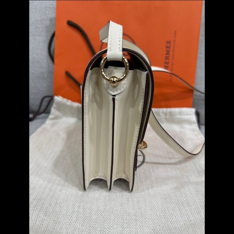 Hermes roulis mini豬鼻子奶油白金扣-15